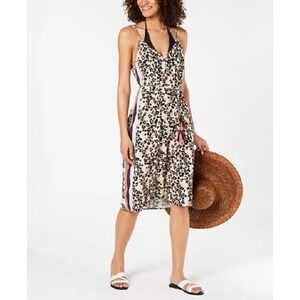Miken Swimsuit Cover-Up Dress Women's Size Medium Leopard Print NEW